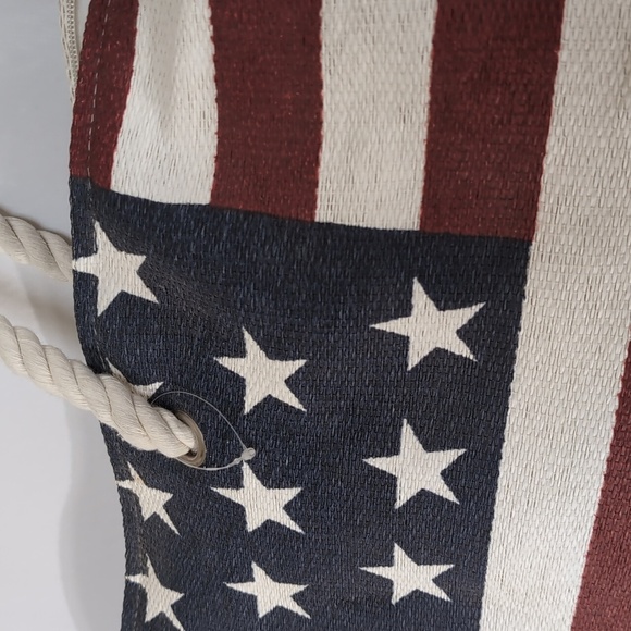NEW Large Lucky 7 USA American Flag Tote / Beach Bag / Travel Bag w Rope Straps - Picture 5 of 6